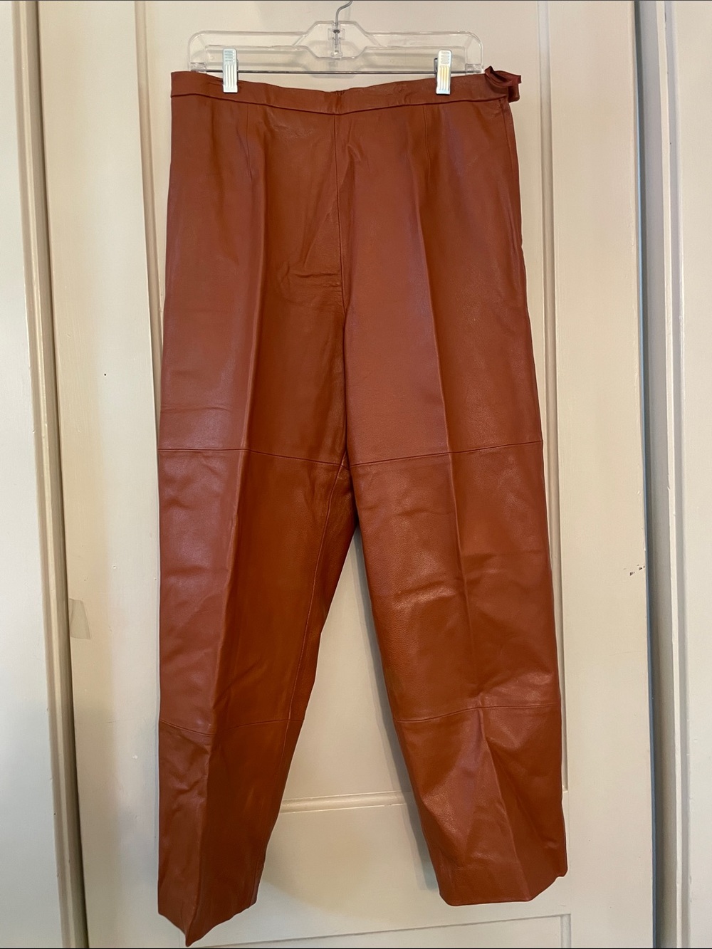 Terry Lewis Classic Luxuries Straight-Leg Leather Pants - Cognac Brown